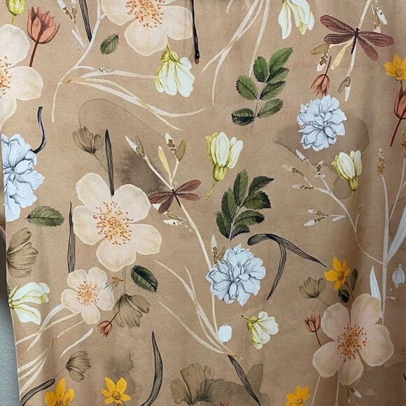 Zara Woman Floral Print Blouse Beige Peach Short Sleeve Top Size S‎ - Picture 5 of 9